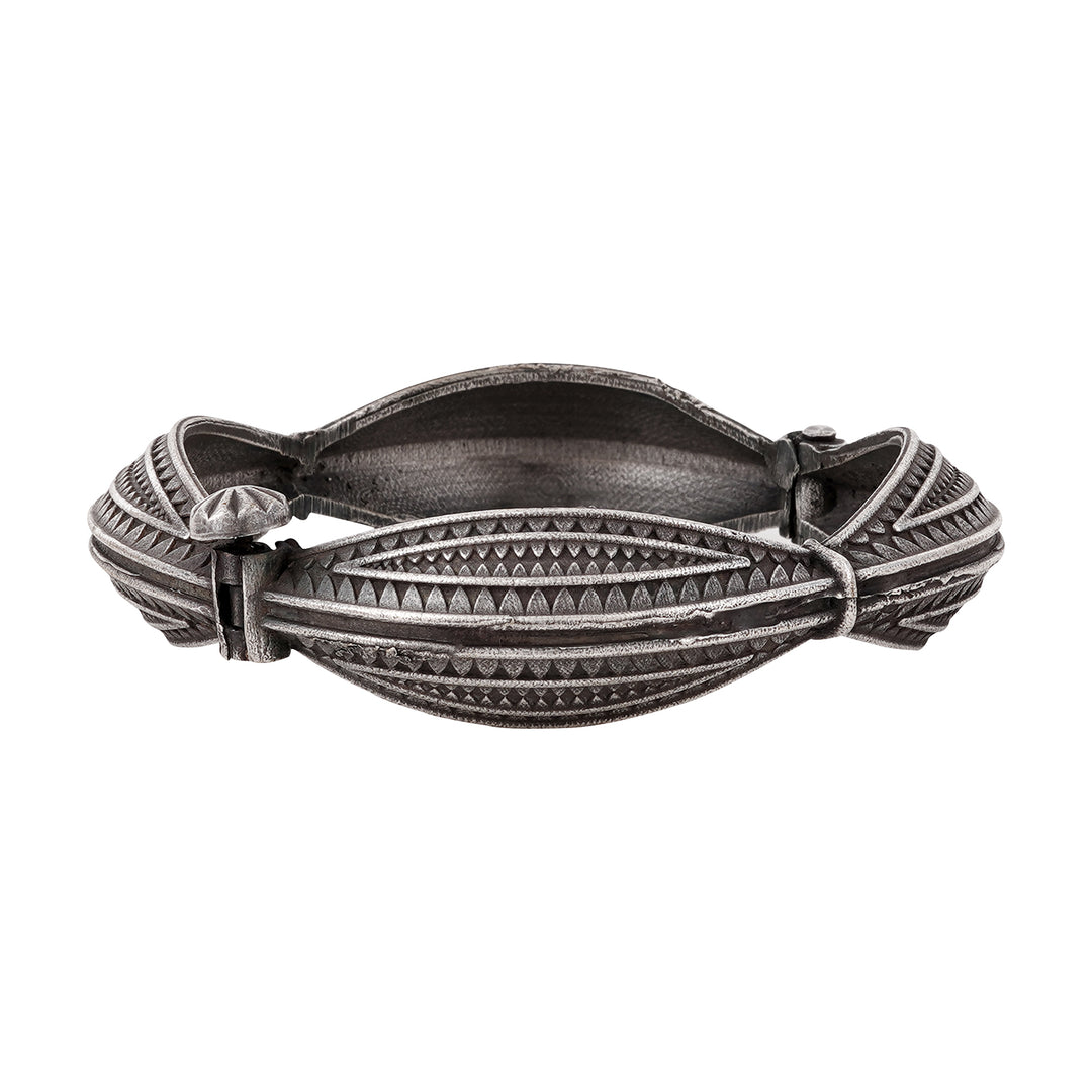 Haaz Silver Oxidised Kada Bracelet