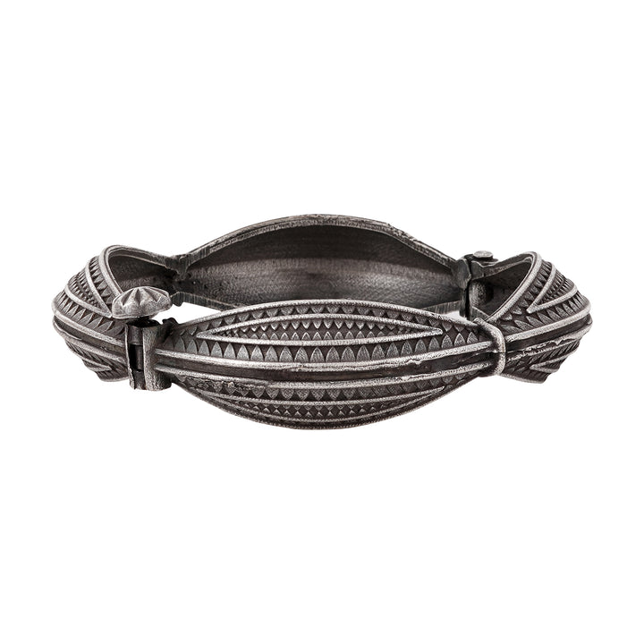 Haaz Silver Oxidised Kada Bracelet