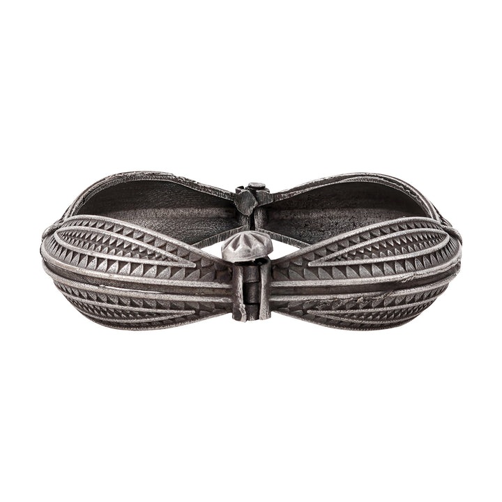 Haaz Silver Oxidised Kada Bracelet
