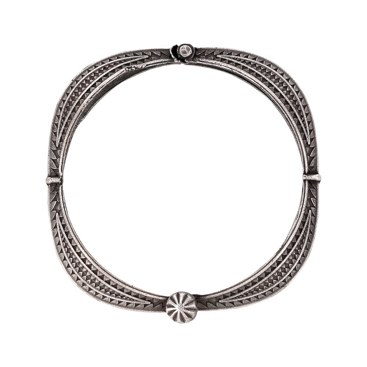 Haaz Silver Oxidised Kada Bracelet