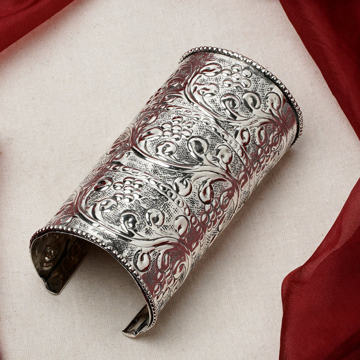 Jiza Silver Oxidised Cuff Bracelet