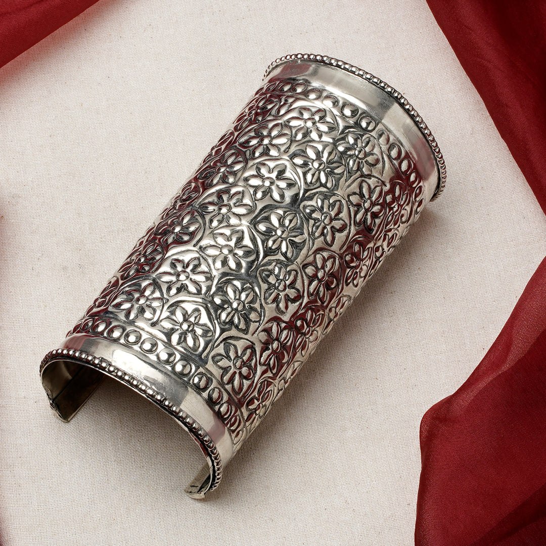 Kazi Silver Oxidised Cuff Bracelet