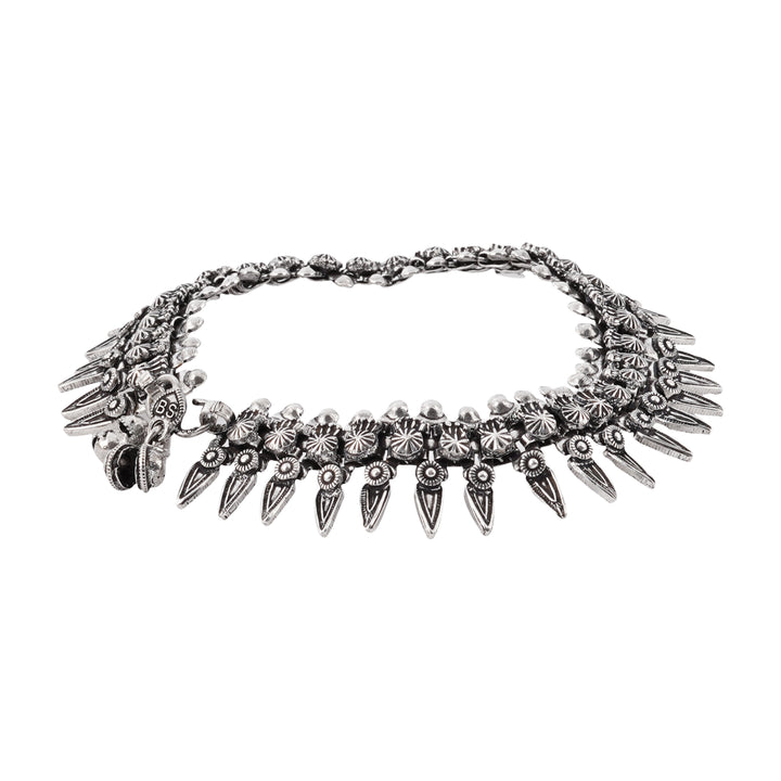 Teejh Rasa Silver Oxidised Anklets