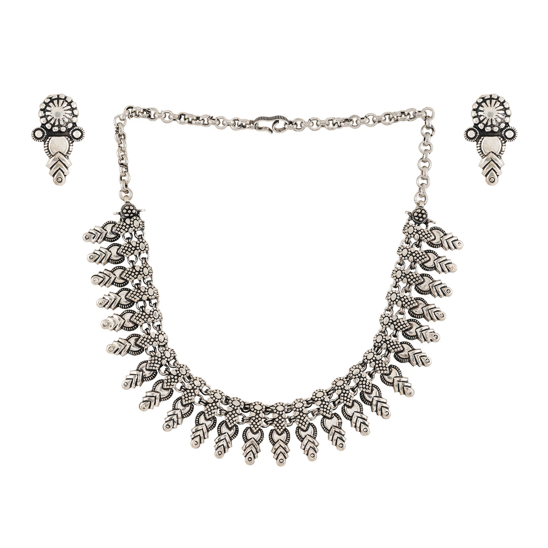 Sitam Silver Oxidised Necklace Set