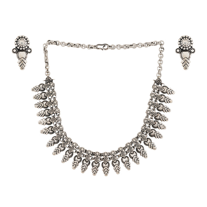 Sitam Silver Oxidised Necklace Set