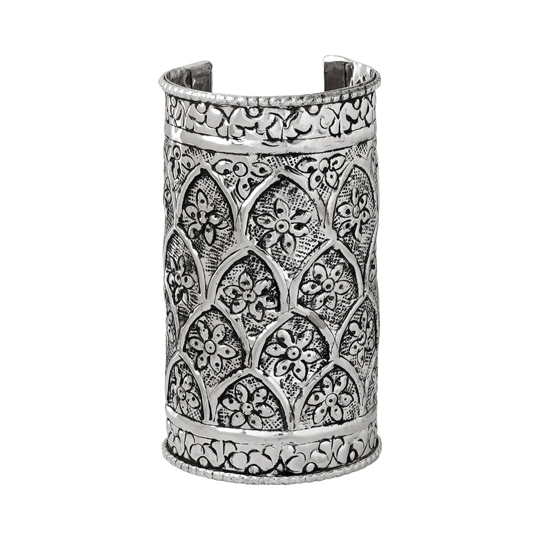Teejh Harshali Silver Oxidised Cuff Bracelet