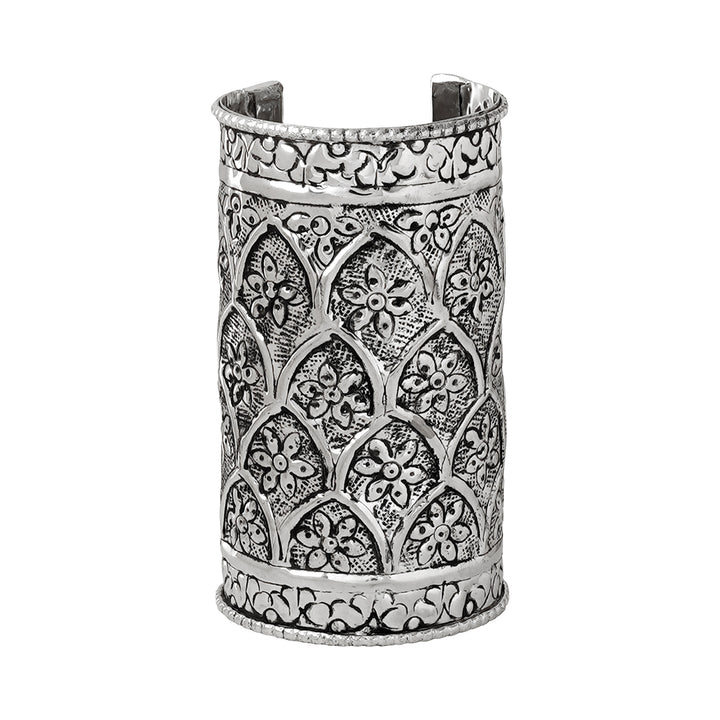 Teejh Harshali Silver Oxidised Cuff Bracelet