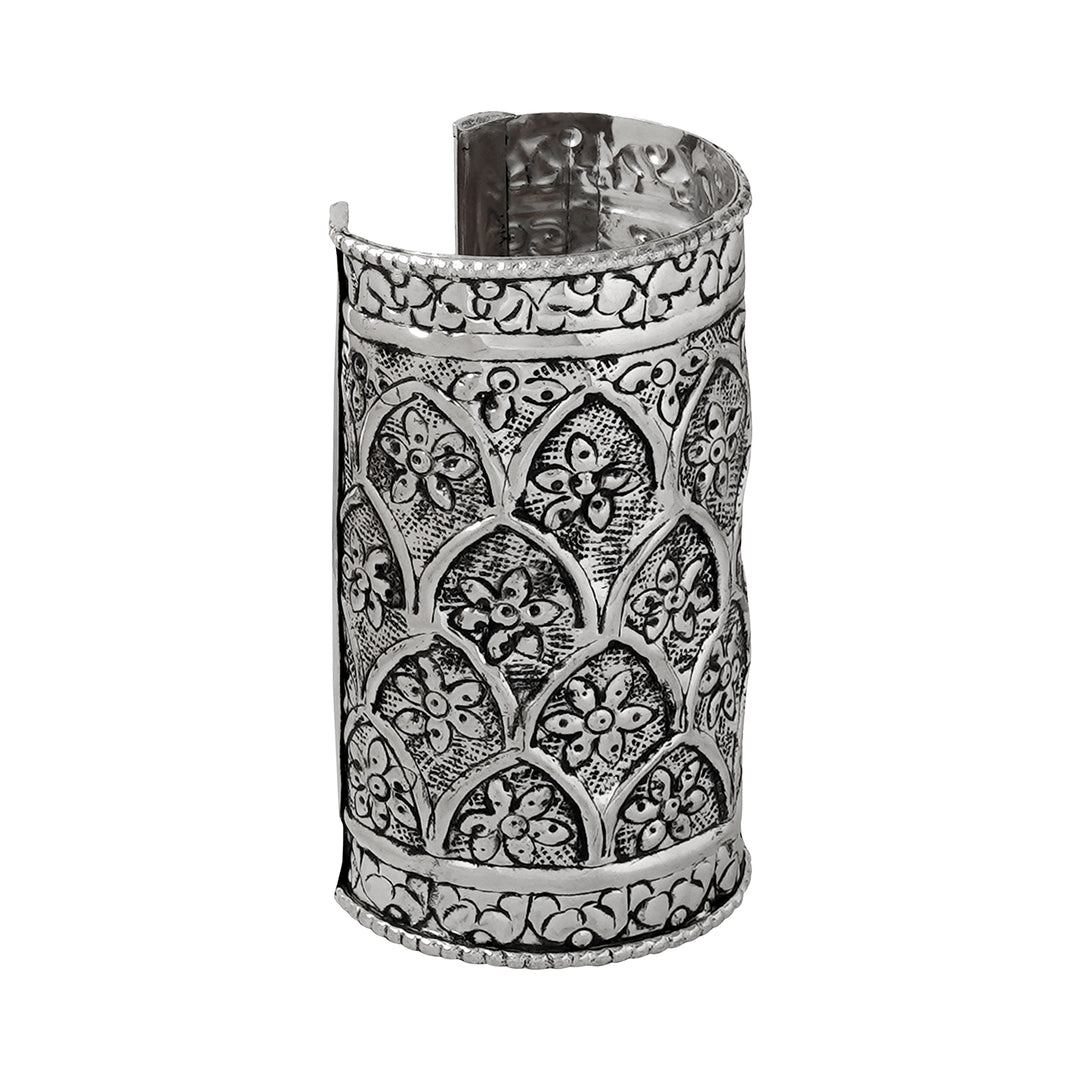 Teejh Harshali Silver Oxidised Cuff Bracelet