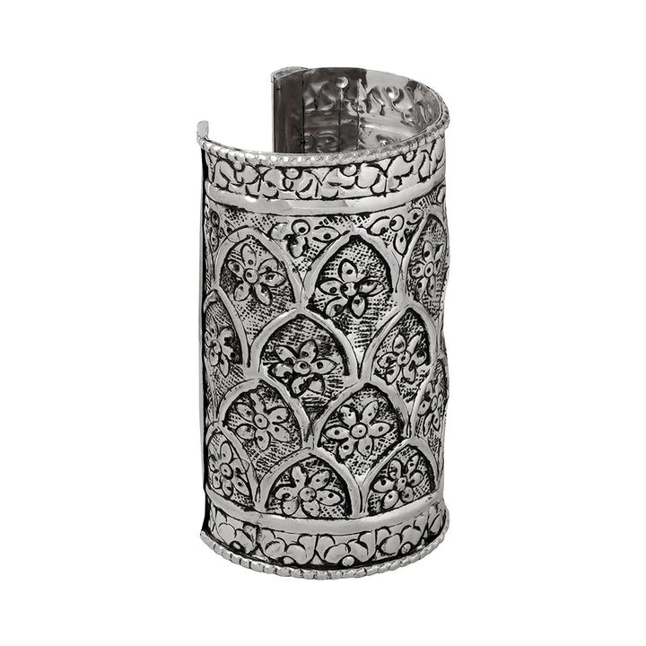 Teejh Harshali Silver Oxidised Cuff Bracelet