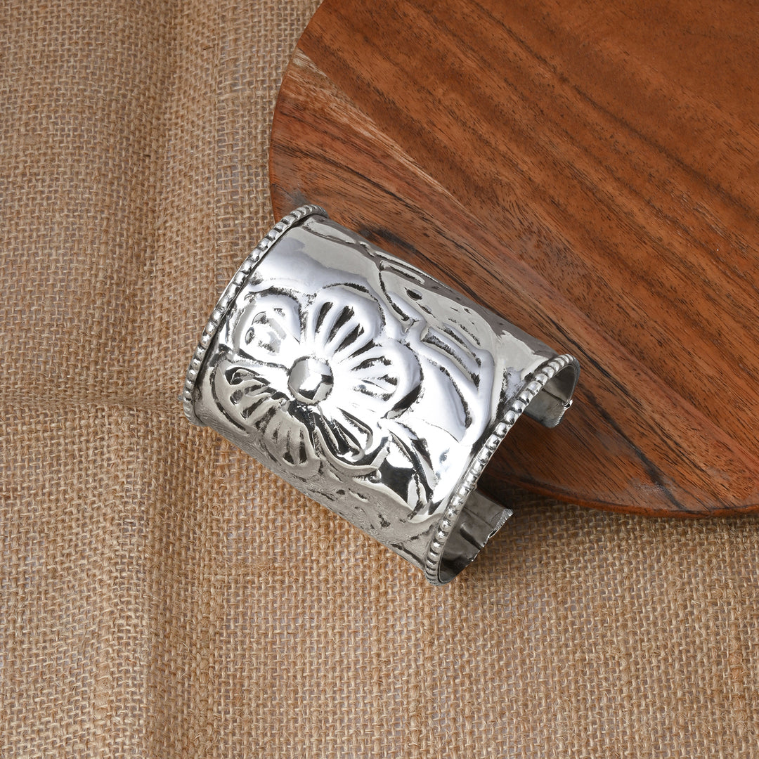 Teejh Yuvani Silver Oxidised Cuff Bracelet