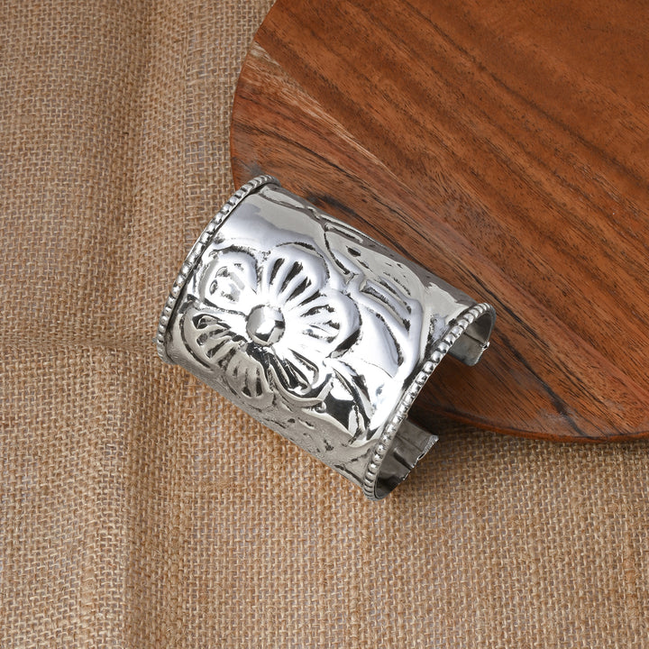Teejh Yuvani Silver Oxidised Cuff Bracelet