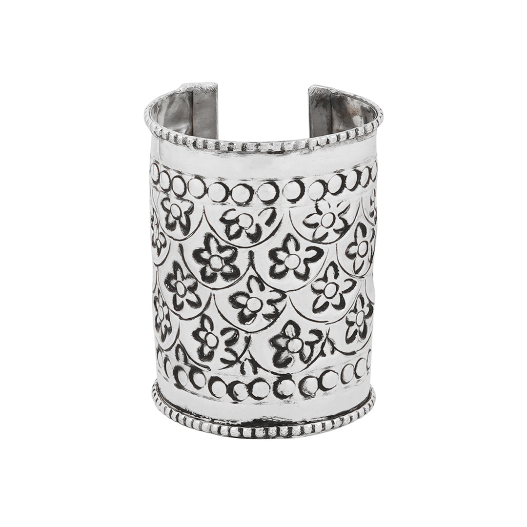 Teejh Jassi Silver Oxidised Cuff Bracelet