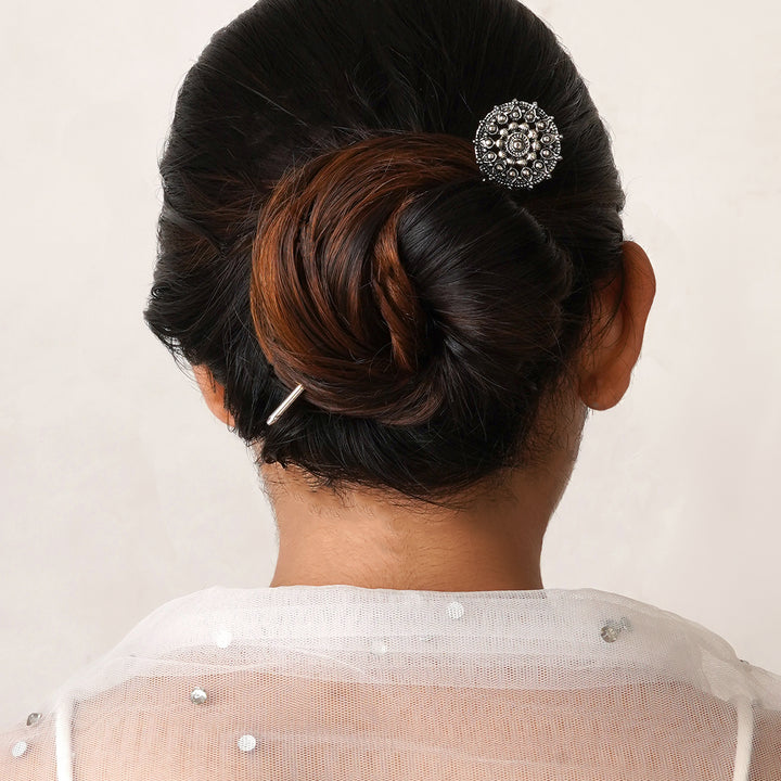 Teejh Oindrilla Silver Oxidised Juda Pin