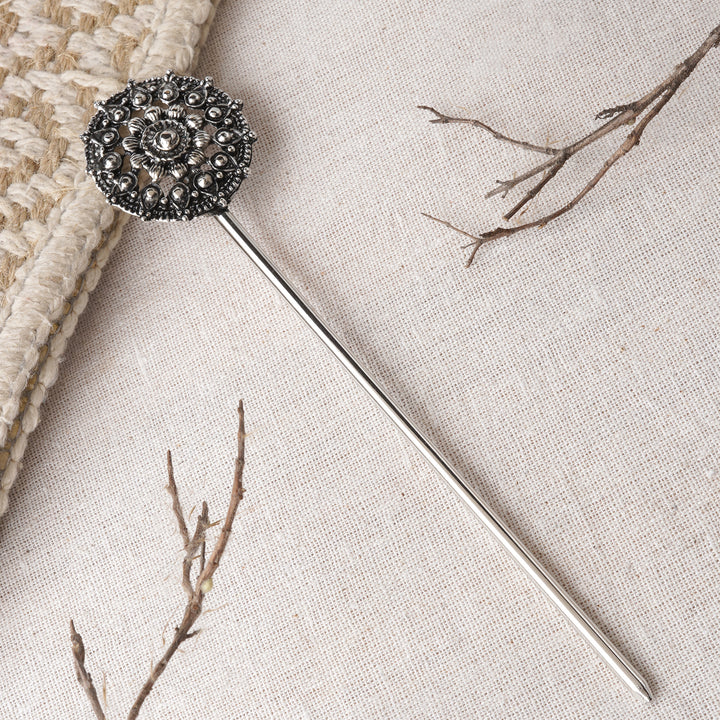 Teejh Oindrilla Silver Oxidised Juda Pin