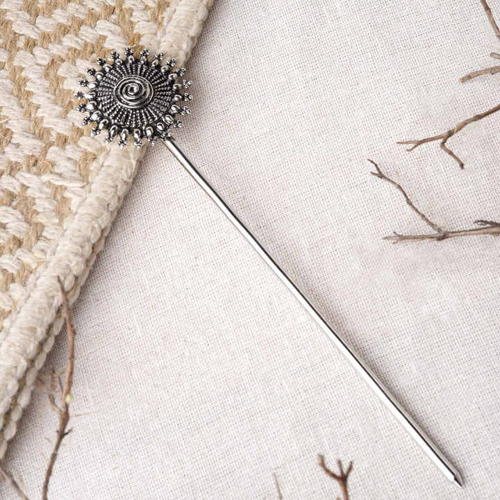 Teejh Beena Silver Oxidised Juda Pin