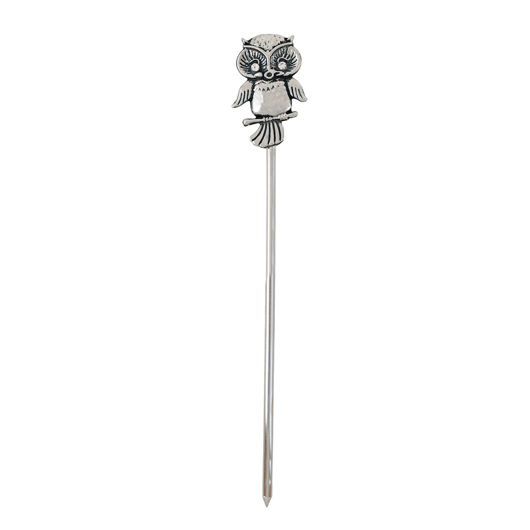 Teejh Bundi Silver Oxidised Owl Juda Pin