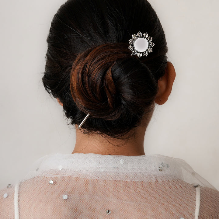 Teejh Shashi Silver Oxidised Mirror Juda Pin
