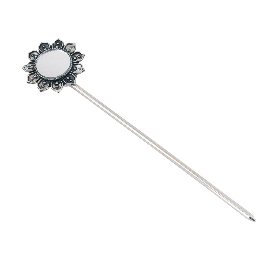 Teejh Shashi Silver Oxidised Mirror Juda Pin