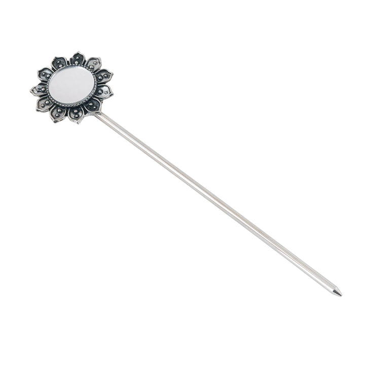 Teejh Shashi Silver Oxidised Mirror Juda Pin