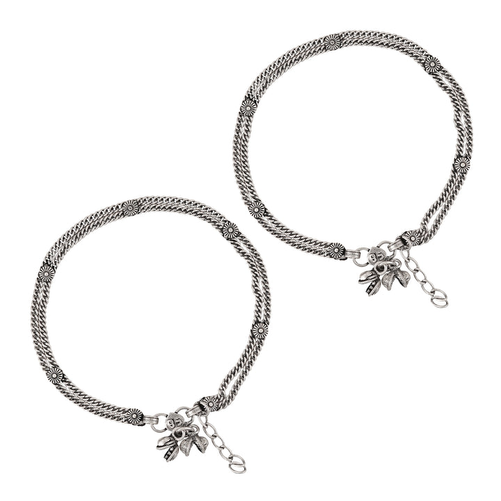 Teejh Sharanya Silver Oxidised Ghungroo Anklet