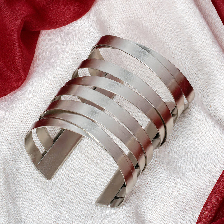 Teejh Jayanti Silver Oxidised Cuff Bracelet