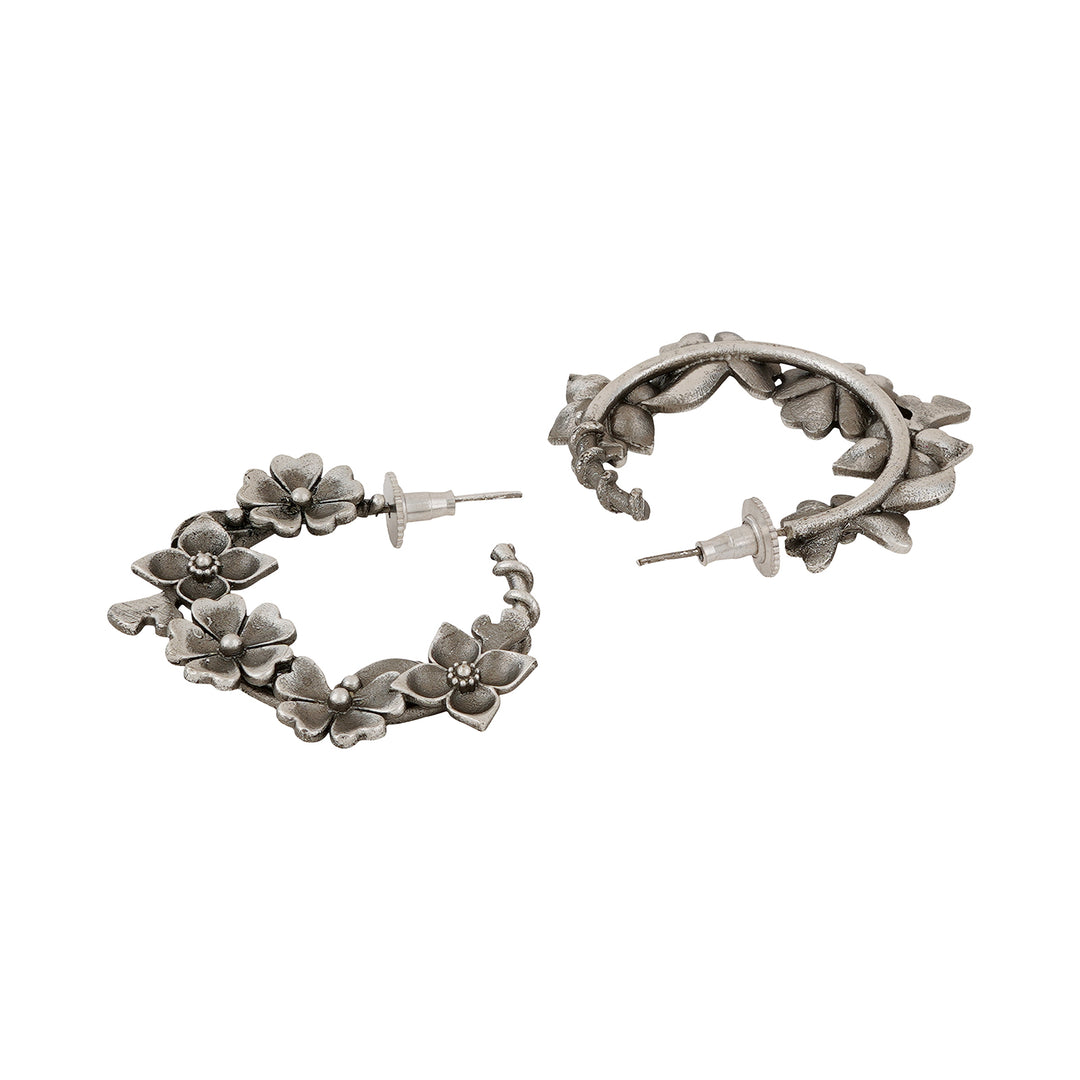 Teejh Taralika Silver Oxidised Floral Earrings