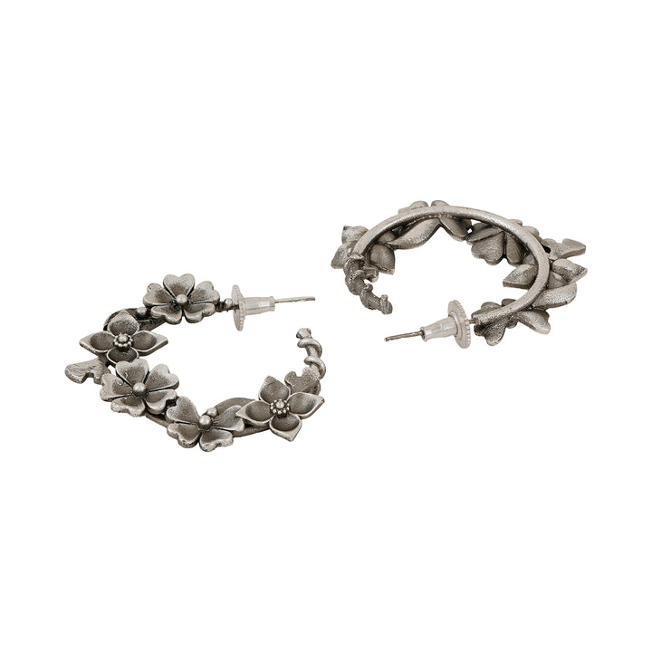 Teejh Taralika Silver Oxidised Floral Earrings