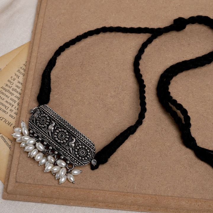 Teejh Shivangi Silver Oxidised Necklace