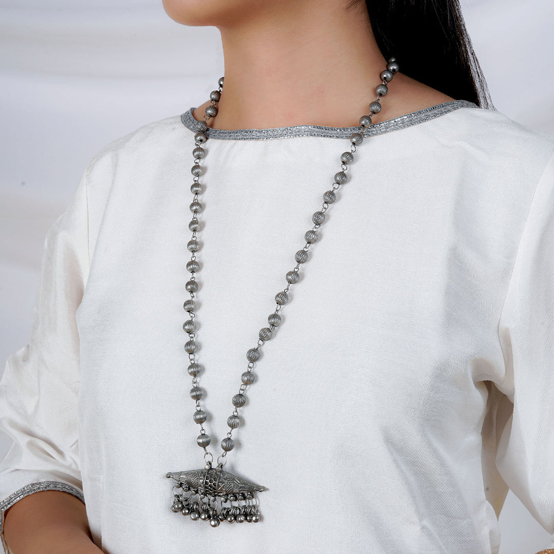 Teejh Subhadra Silver Oxidised Necklace
