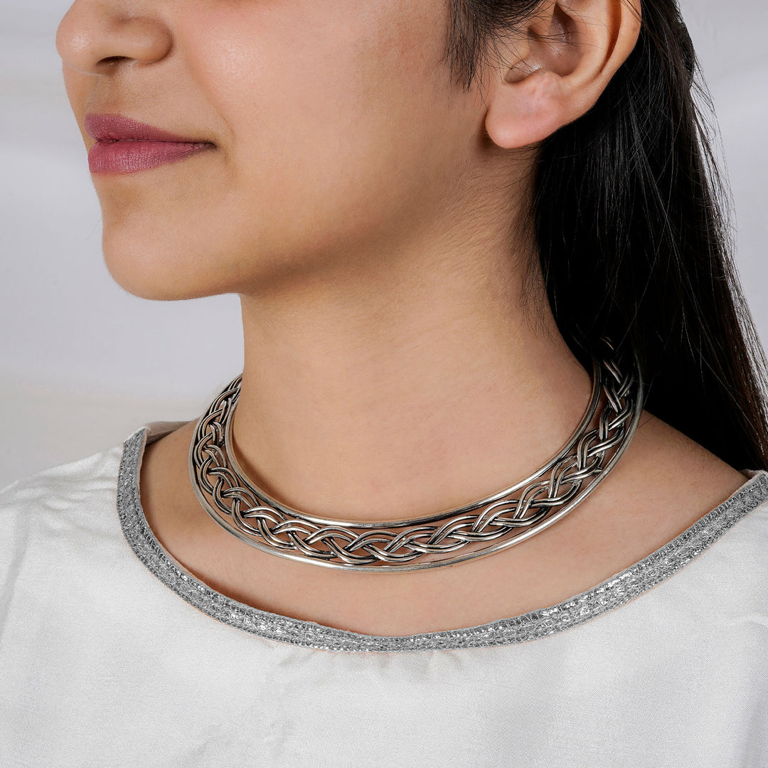 Teejh Veeradevi Silver Oxidised Necklace