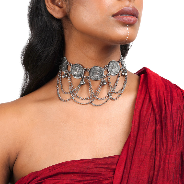 Teejh Kamalini Oxidised Necklace