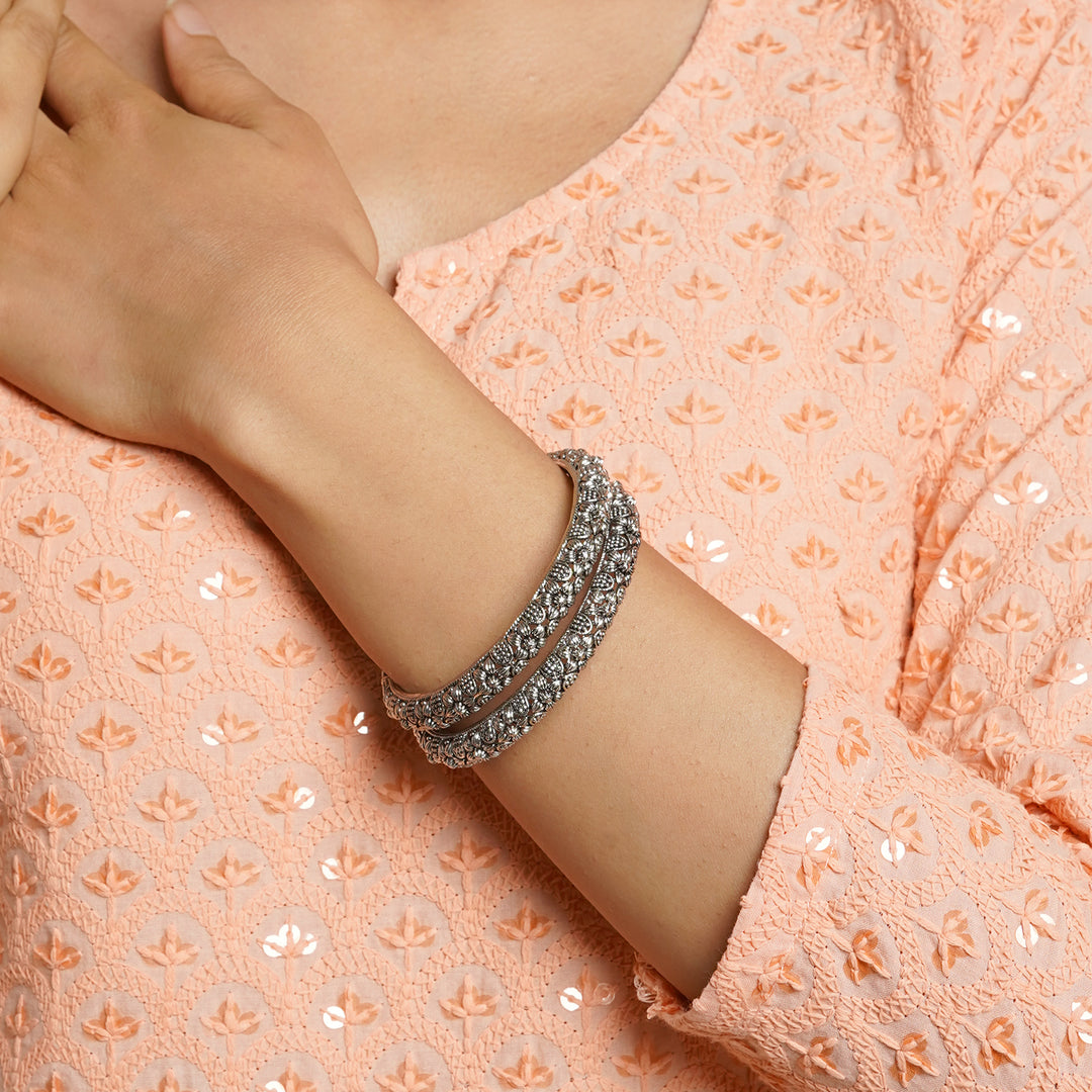 Panchala Silver Oxidized Bangles