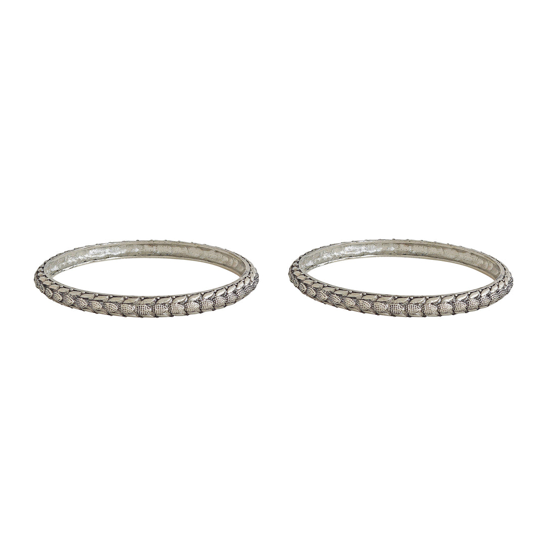 Kamboja Silver Oxidized Bangles
