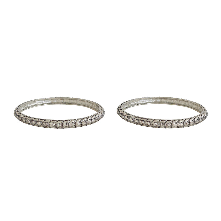 Kamboja Silver Oxidized Bangles