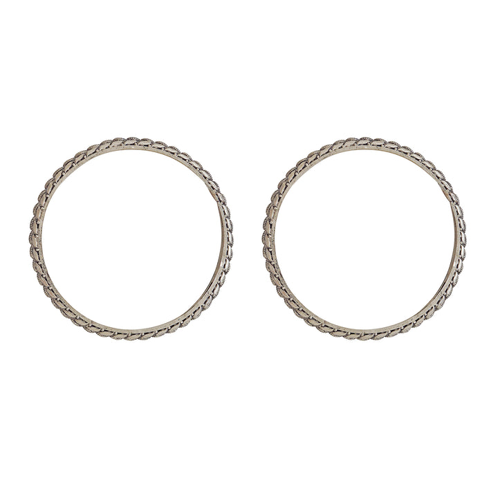 Kamboja Silver Oxidized Bangles