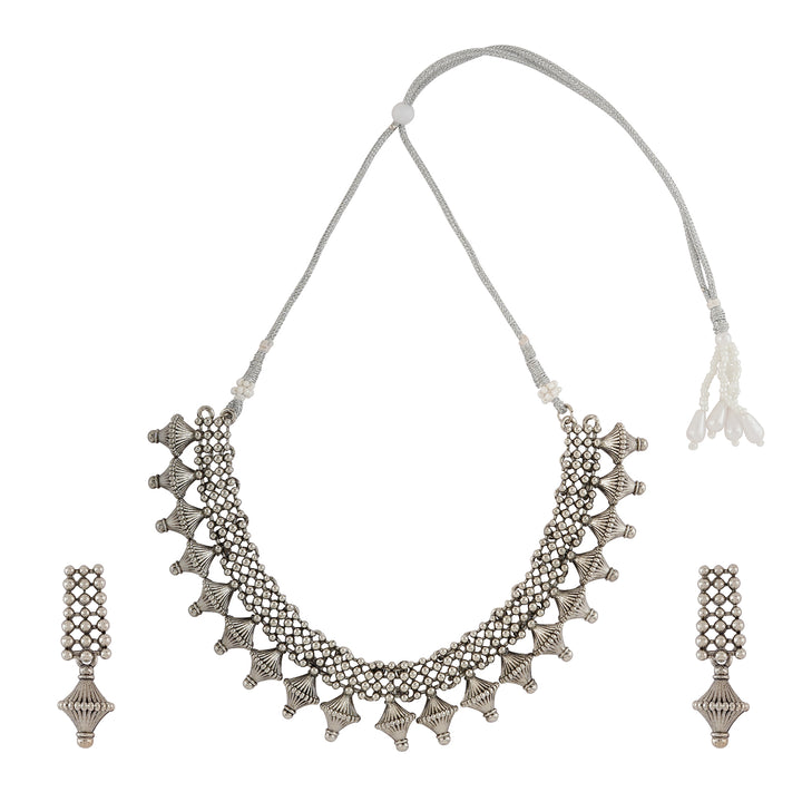 Teejh Bhonsle Silver Oxidised Necklace Set