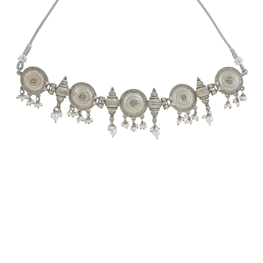Teejh Dogra Silver Oxidised Necklace Set