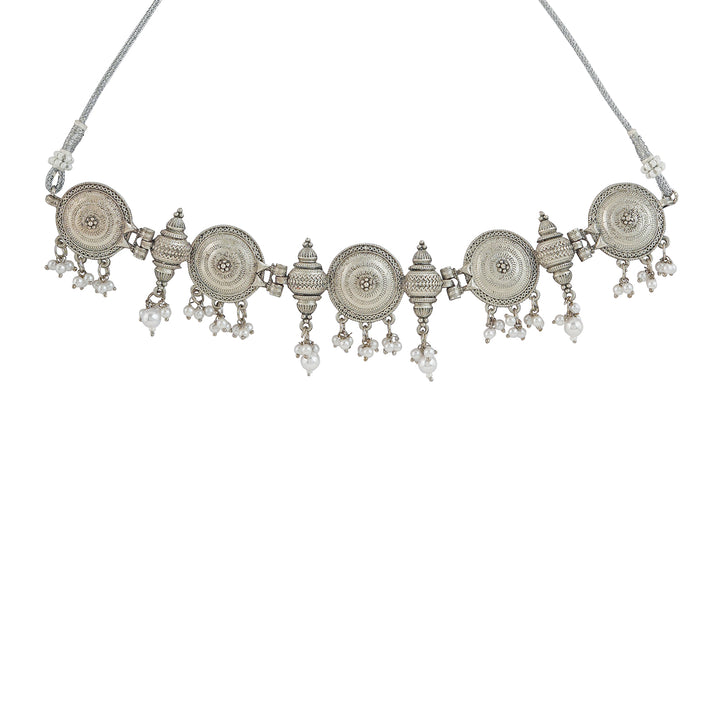 Teejh Dogra Silver Oxidised Necklace Set