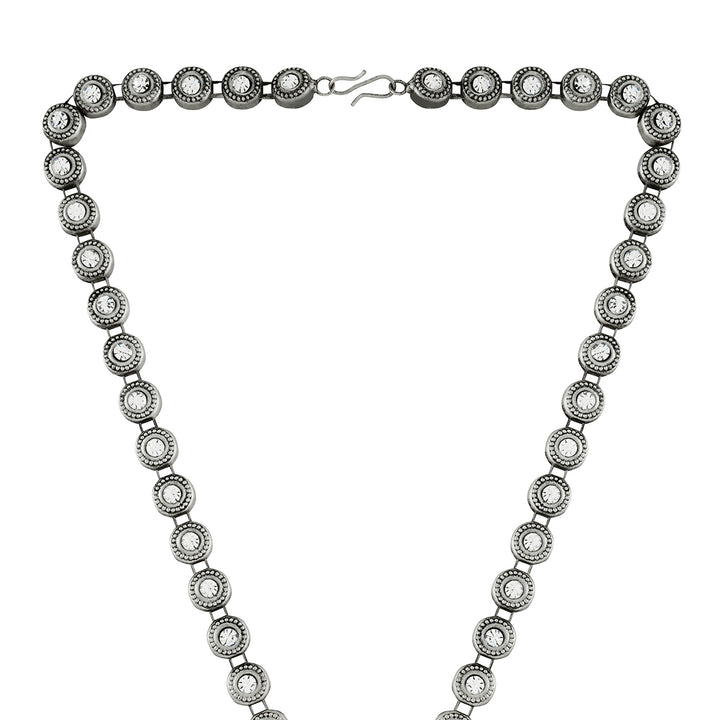 Teejh Maitraka Silver Oxidised White Necklace Set