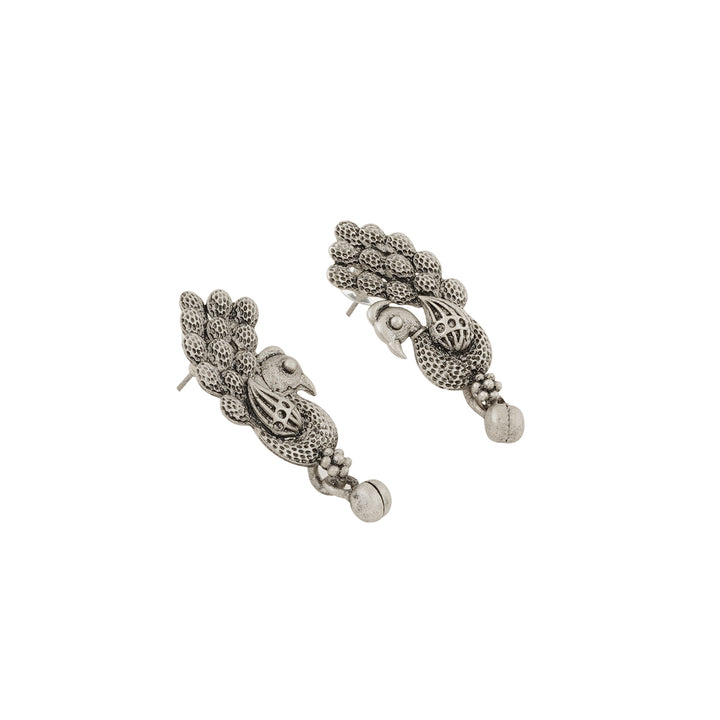 Teejh Maukhari Silver Oxidised Ruby Green Necklace Set