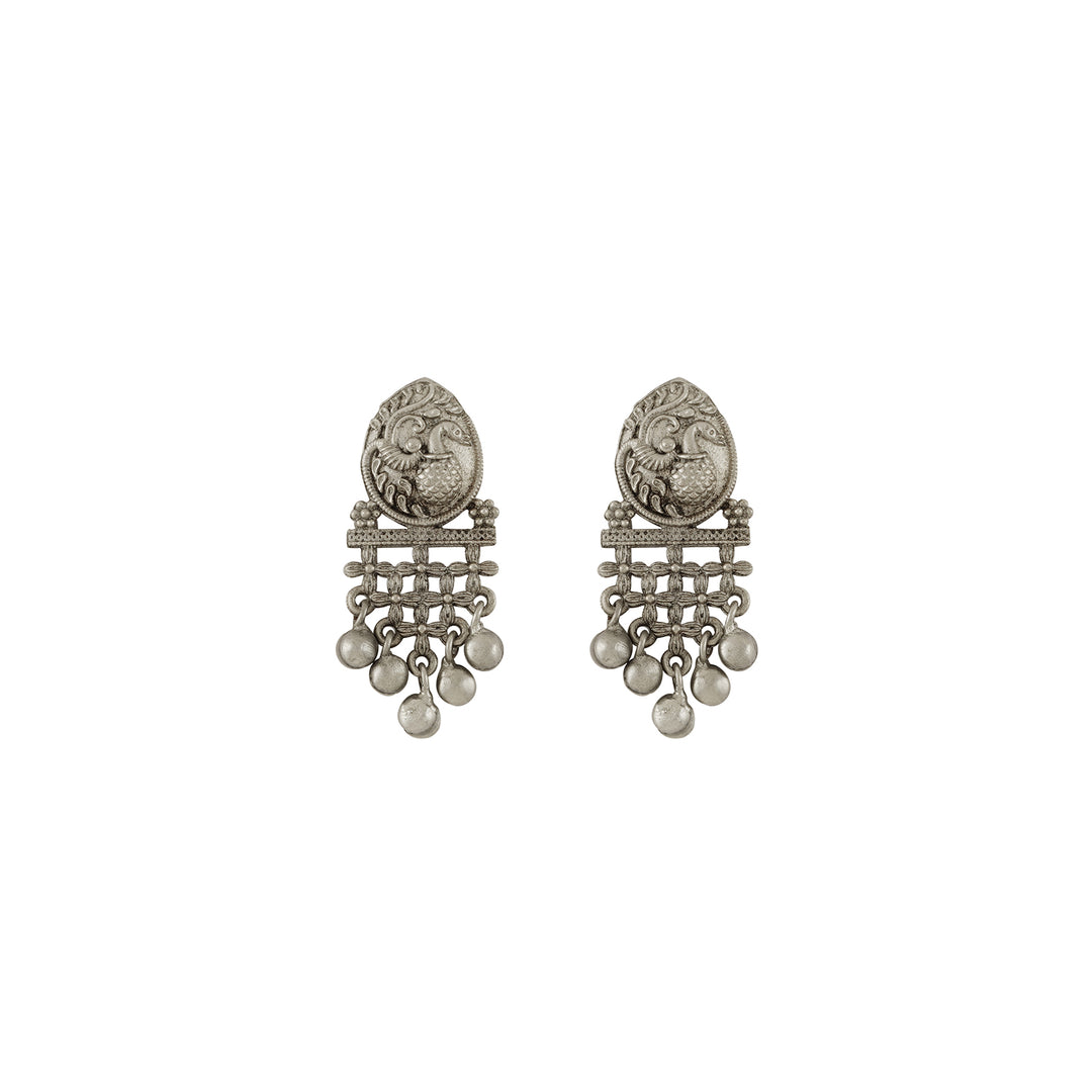 Teejh Nanda Silver Oxidised Ruby Green Necklace Set