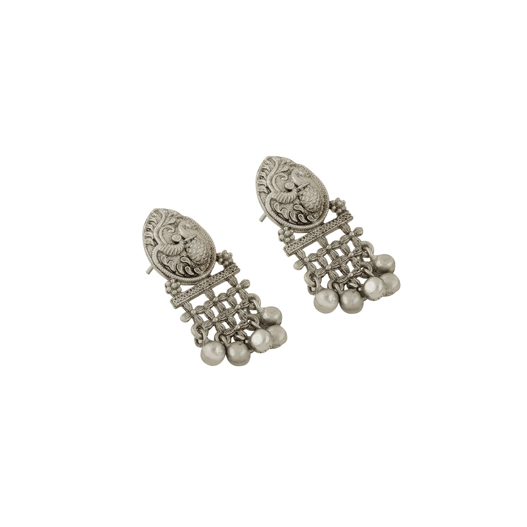 Teejh Nanda Silver Oxidised Ruby Green Necklace Set