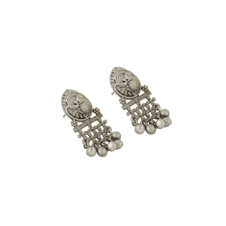 Teejh Nanda Silver Oxidised Ruby Green Necklace Set