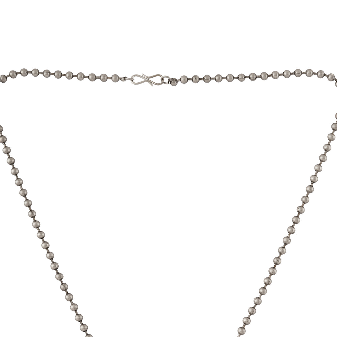 Teejh Ahilyabai Silver Oxidised Green Pendant Chain