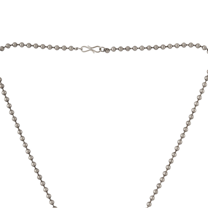 Teejh Ahilyabai Silver Oxidised Green Pendant Chain