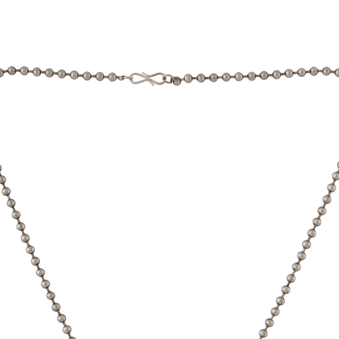 Teejh Jahanzeb Silver Oxidised White Pendant Chain