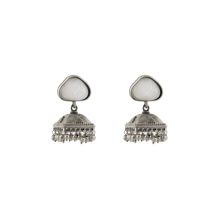 Teejh Karnavati Silver Oxidised White Earring