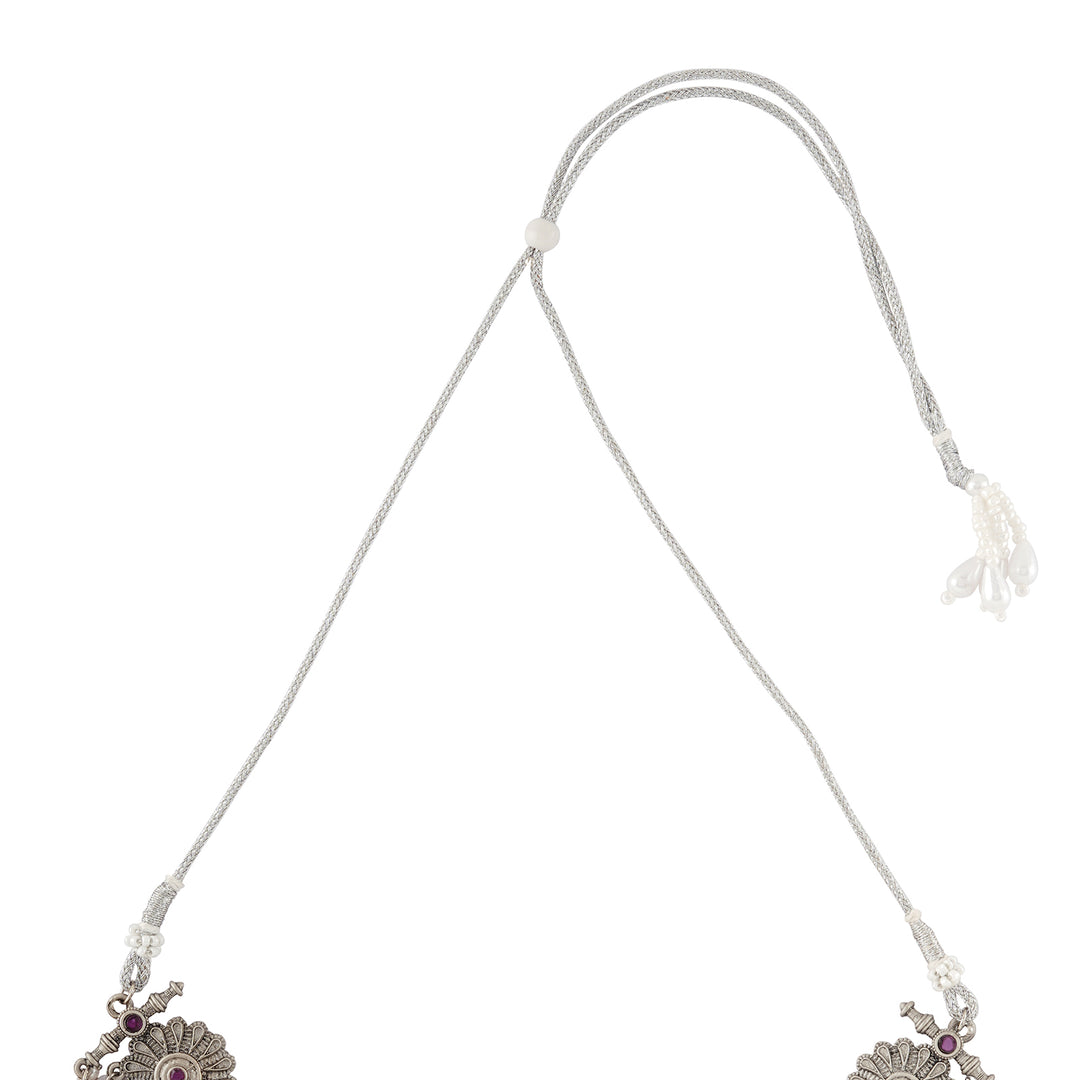 Teejh Kashibai Silver Oxidised Necklace Set