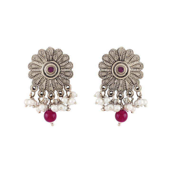 Teejh Kashibai Silver Oxidised Necklace Set