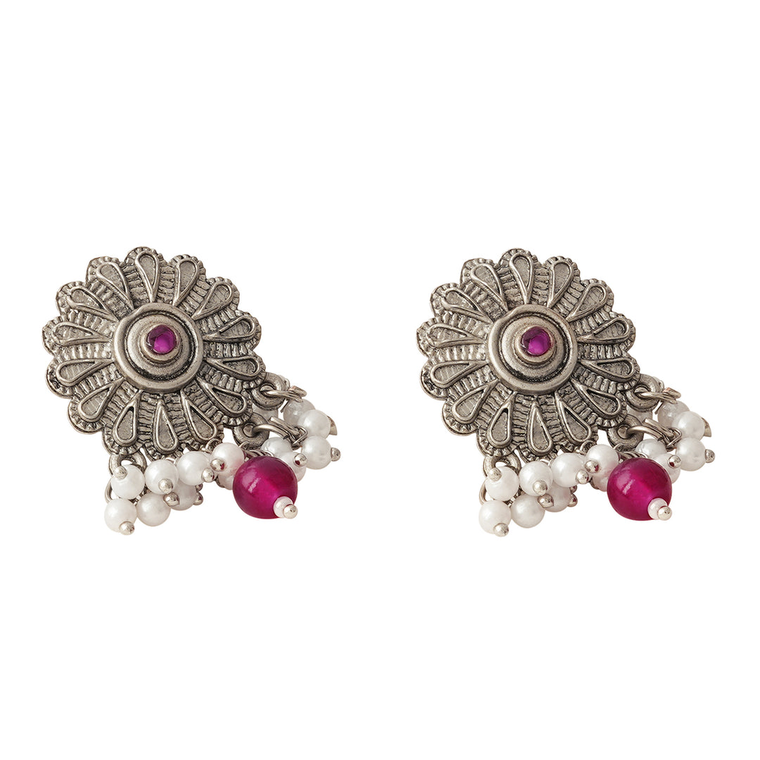 Teejh Kashibai Silver Oxidised Necklace Set